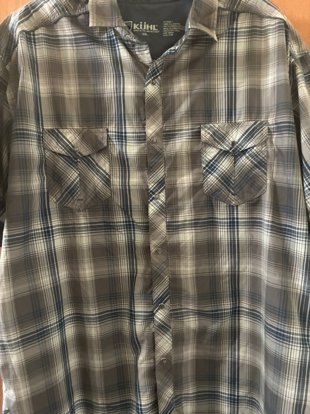 Kuhl Men’s Short-Sleeve Plaid Button-Down Shirt - Blue & Gray - Picture 3 of 5